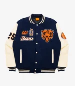 Lyrical Lemonade x Chicago Bears Navy Full-Snap Letterman Varsity Jacket For Unisex