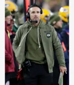 Unisex Matt LaFleur Green Bay Packers Salute to Service 2025 Olive Green Bomber Jacket