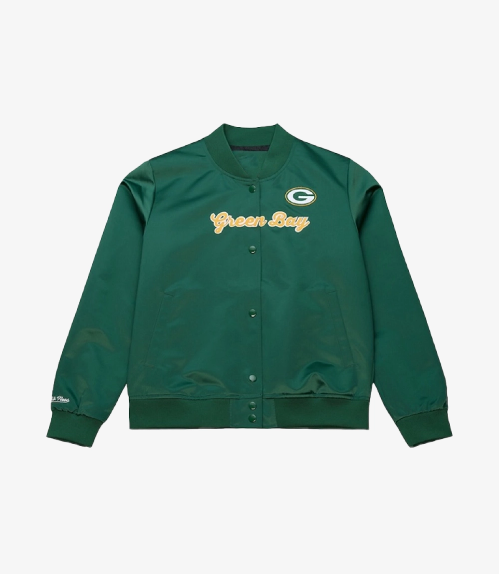 Mitchell & Ness Packers Vintage Satin Full-Snap Jacket 1