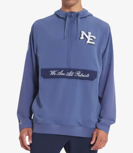New England Patriots 2025 Storm Blue Anorak Quarter-Zip Hood Jacket For Unisex
