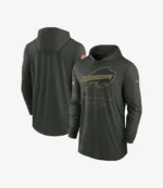 Nike Forest Green Buffalo Bills 2025 Salute to Service Sideline Dri-FIT Lightweight Hooded Pullover T-shirt For Unisex