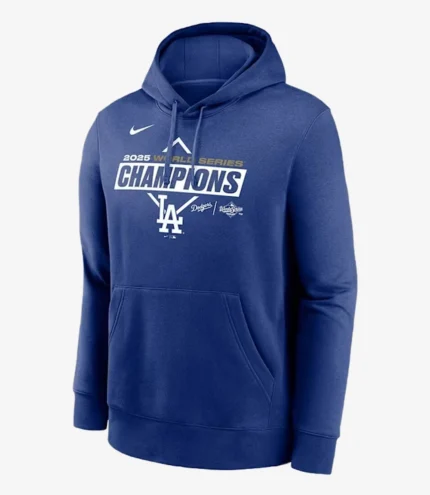 Nike Los Angeles Dodgers Mens Blue 2025 World Series Champions On To Victory Long Sleeve Hoodie