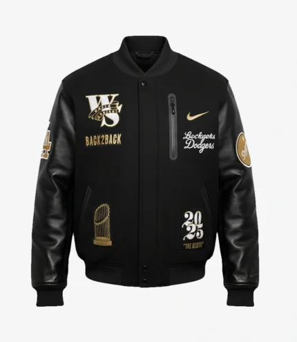 Unisex Nike Los Angeles Dodgers World Series Black Letterman Jacket