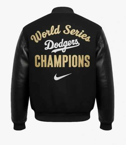 Nike Los Angeles Dodgers World Series Black Letterman Jacket