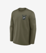 Nike Olive Philadelphia Eagles 2025 Salute to Service Sideline Coaches Therma-FIT Long Sleeve Shirt