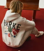 Women's Parke Boston Graphic Fleece Hoodie in Grey