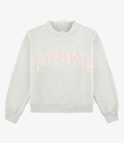 Parke Miami Varsity Mockneck Fleece Sweatshirt in Grey