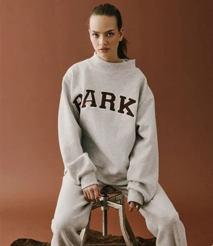 Women's Parke Texas Varsity Mockneck Fleece Sweatshirt in Grey