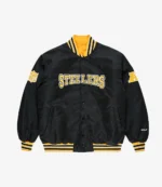 Unisex Pittsburgh Steelers Golf Wang 2025 Black Satin Full-Snap Bomber Jacket