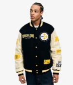 Unisex Pittsburgh Steelers Golf Wang Black Varsity Letterman Full-Snap Jacket