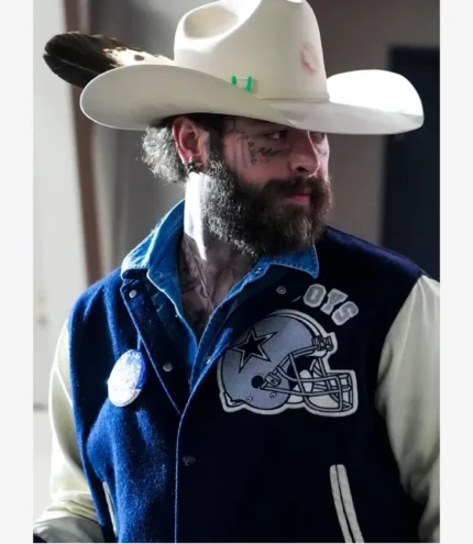 Unisex Post Malone 2025 Thanksgiving Salvation Army Red Kettle Kickoff Dallas Cowboys Varsity Jacket