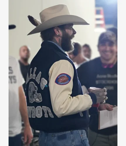 Post Malone 2025 Thanksgiving Salvation Army Red Kettle Kickoff Dallas Cowboys Varsity Jacket