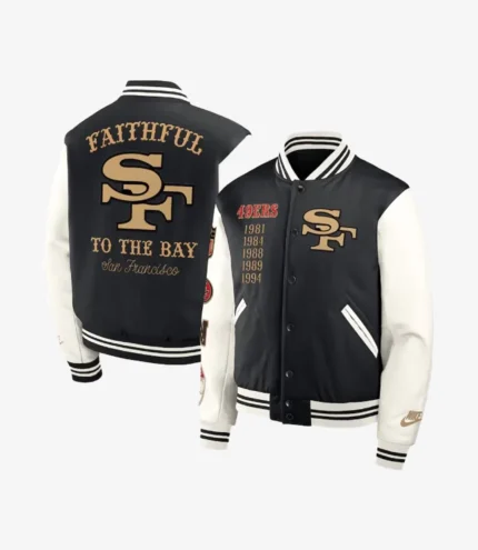 Unisex San Francisco 49ers Nike Black 2025 Rivalries Collection Full-Snap Varsity Jacket