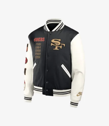 San Francisco 49ers Nike Black 2025 Rivalries Collection Full-Snap Varsity Jacket