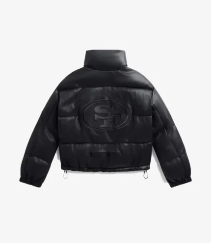 San Francisco 49ers Off-Season x NFL Black Faux Leather Puffer Jacket