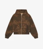 Unisex Scuffers Leopard Print Zipper Brown Hoodie