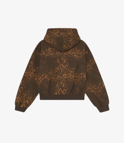 Scuffers Leopard Print Zipper Brown Hoodie