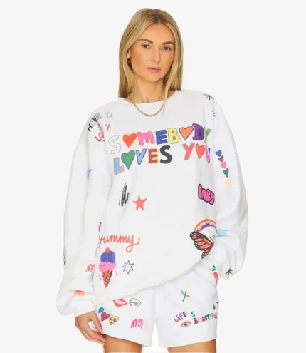 Somebody Loves You White Sweatshirt Crewneck For Womens