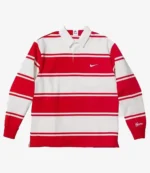 Supreme x Nike Stripe Rugby Red Shirt For Unisex