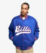 Buffalo Bills Golf Wang 2025 Royal Blue Satin Full-Snap Bomber Jacket For Unisex