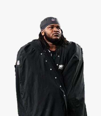 Byron Young Philadelphia Eagles Sideline Black Cape Coat
