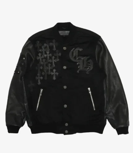 Chrome Heart Black Letterman Varsity Jacket