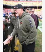 Coach Dan Quinn Washington Commanders Salute to Service 2025 Olive Green Fleece Hoodie For Unisex