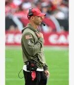 Coach Jonathan Gannon 2025 Salute to Service Nike Arizona Cardinals Olive Green Sideline Fleece Pullover Hoodie For Unisex