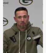 Coach Matt LaFleur Green Bay Packers Salute to Service 2025 Olive Green Fleece Pullover Sideline Hoodie For Unisex