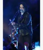 Packers v Lions Halftime Show Jack White Black Leather Jacket For Unisex