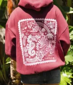 Pink Palm Puff Live in the Moment Cherry and Sand Hoodie For Unisex