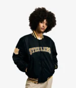 Pittsburgh Steelers Golf Wang 2025 Black Satin Full-Snap Bomber Jacket For Unisex