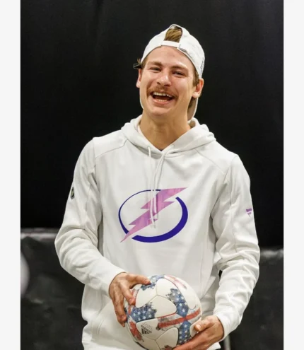 Yanni Gourde Tampa Bay Lightning NHL Logo White Fleece Pullover Hoodie For Unisex