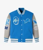 Unisex 2025 Detroit Lions OVO Wool Varsity Jacket in Blue & Grey