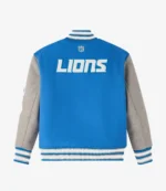 2025 Detroit Lions OVO Wool Varsity Jacket in Blue & Grey