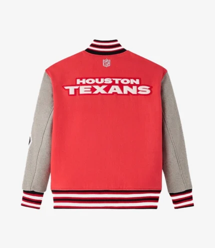 2025 Houston Texans OVO Wool Varsity Jacket in Red & Grey