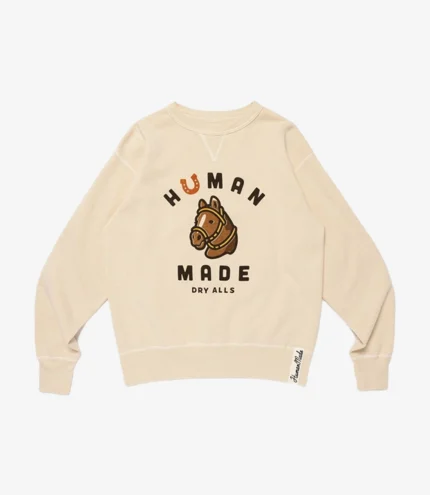 Unisex 2025 Human Made Unisex Tsuriami Cream Sweatshirt