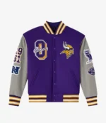 Unisex 2025 Minnesota Vikings OVO Wool Varsity Jacket in Purple & Grey