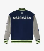 2025 Seattle Seahawks OVO Wool Varsity Jacket in Navy & Grey