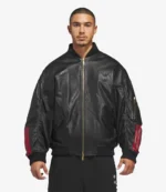 Unisex Adidas Originals x Willy Chavarria Black Bomber Leather Jacket
