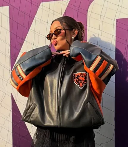 Unisex Alannah Davidson Chicago Bears Black Leather Jacket