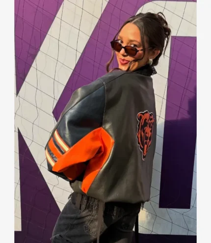 Alannah Davidson Chicago Bears Black Leather Jacket