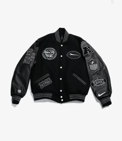 All The Right x New York Jets Gotham City Football Black Varsity Jacket For Men & Women