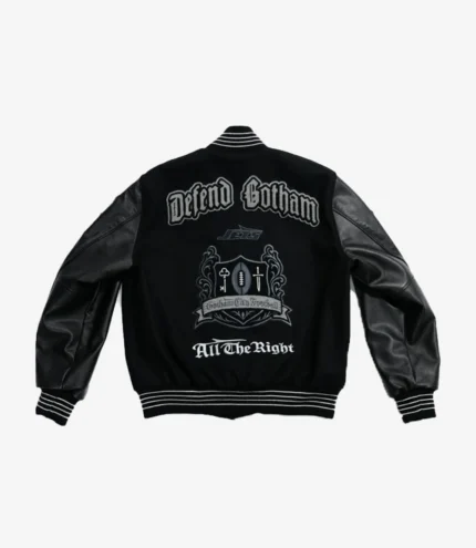 All The Right x New York Jets Gotham City Football Black Varsity Jacket