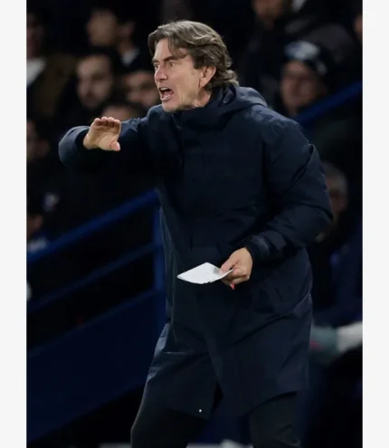 Unisex Ange Postecoglou UEFA Champions League 2025 Technical Water-Resistant Shell Navy Long Raincoat Jacket