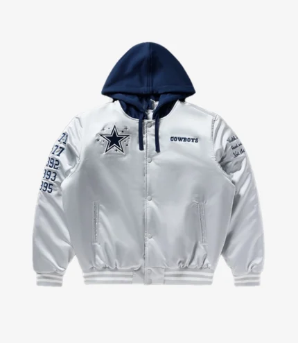 Unisex Billionaire Boys Club x Dallas Cowboys 2025 Satin Hooded Bomber Jacket