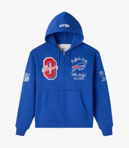 Unisex Buffalo Bills Waffle Lined Blue Zip-Up Hoodie