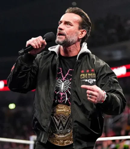 CM Punk Black Hooded Zipper Bomber Jacket For Unisex