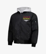 Unisex CM Punk Black Hooded Zipper Bomber Jacket