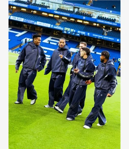 Unisex Chelsea F.C. 2025 Nike Tech Boreas Full-Zip Navy Blue Hooded Jacket in Fleece